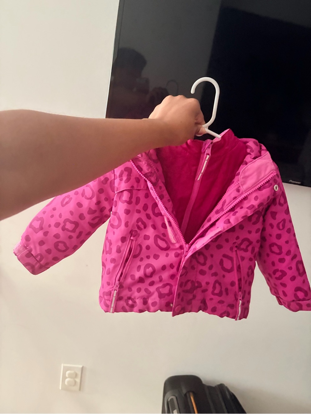 Cat & Jack Hot Pink Leopard-Print Hooded Puffer Jacket